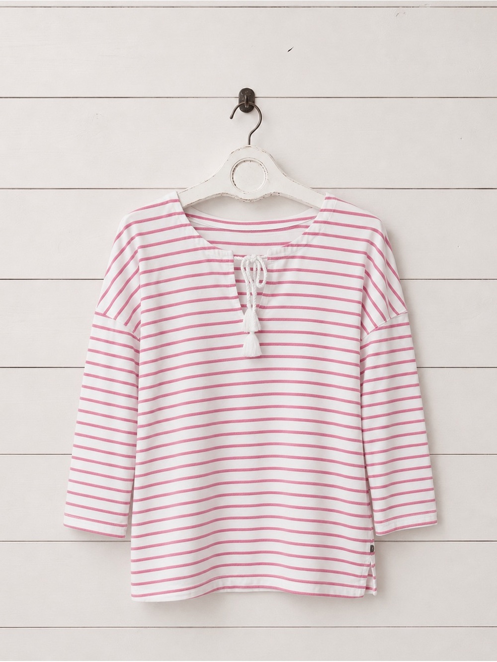 Talbots Pink and White Striped Tie-Front Tunic